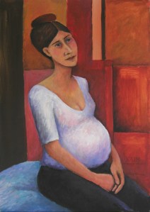Pregnant woman painting