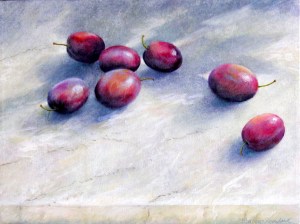plums, oil painting